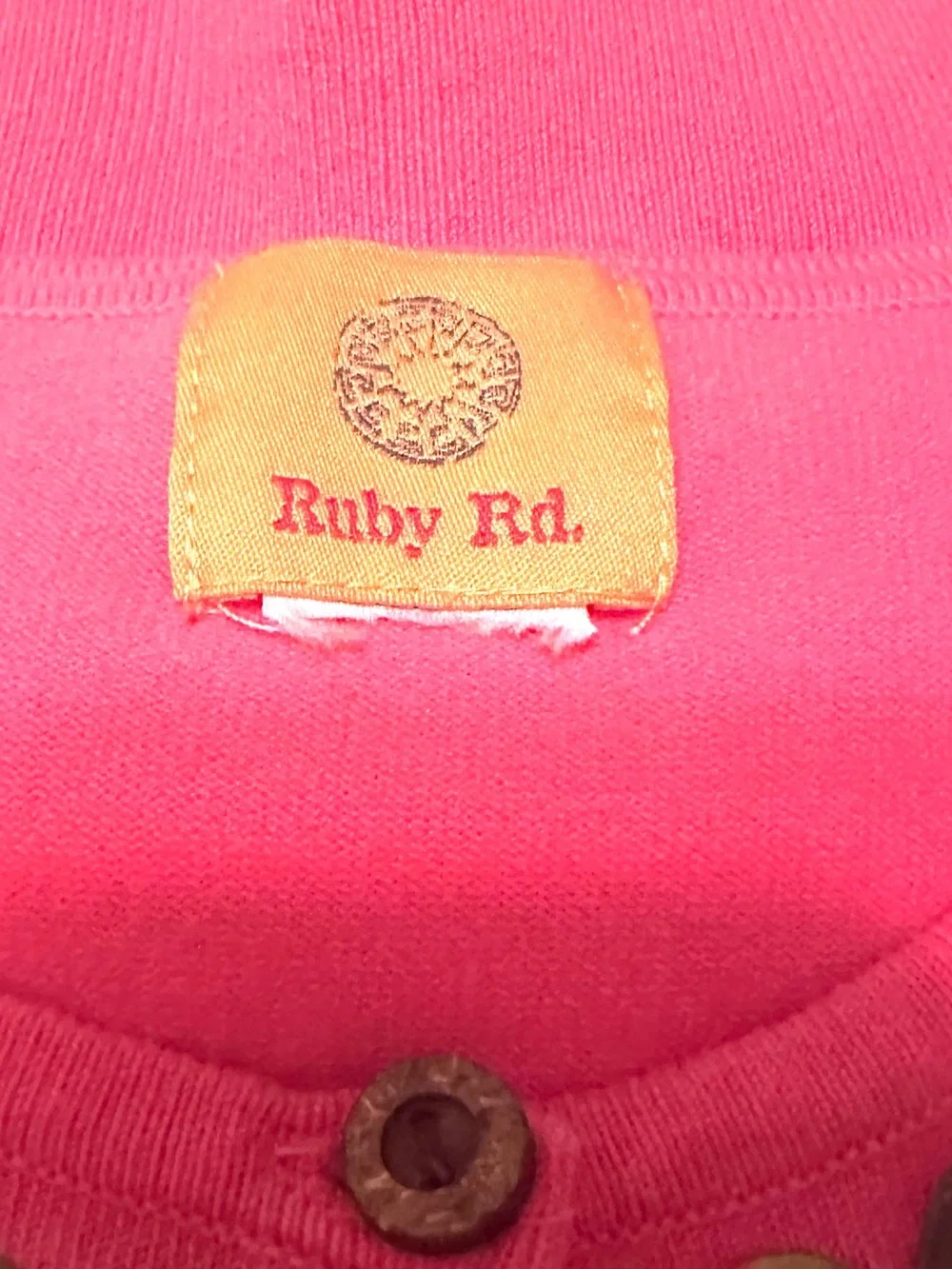 RUBY RD ~ Coral Pink 3/4 Sleeves Embellished Cropped Cardigan
